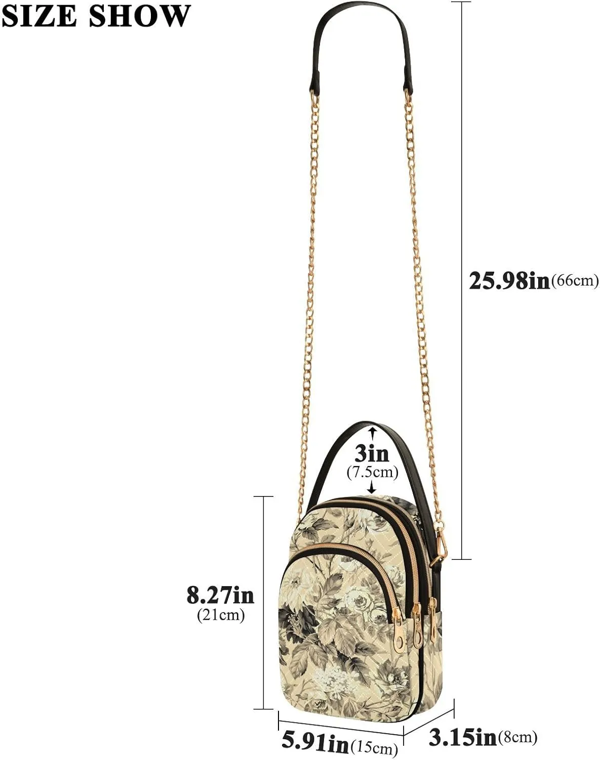 Women's Wave Cross Body Chest Bag, 52 inch Gold Chain Shoulder Handbag Purse