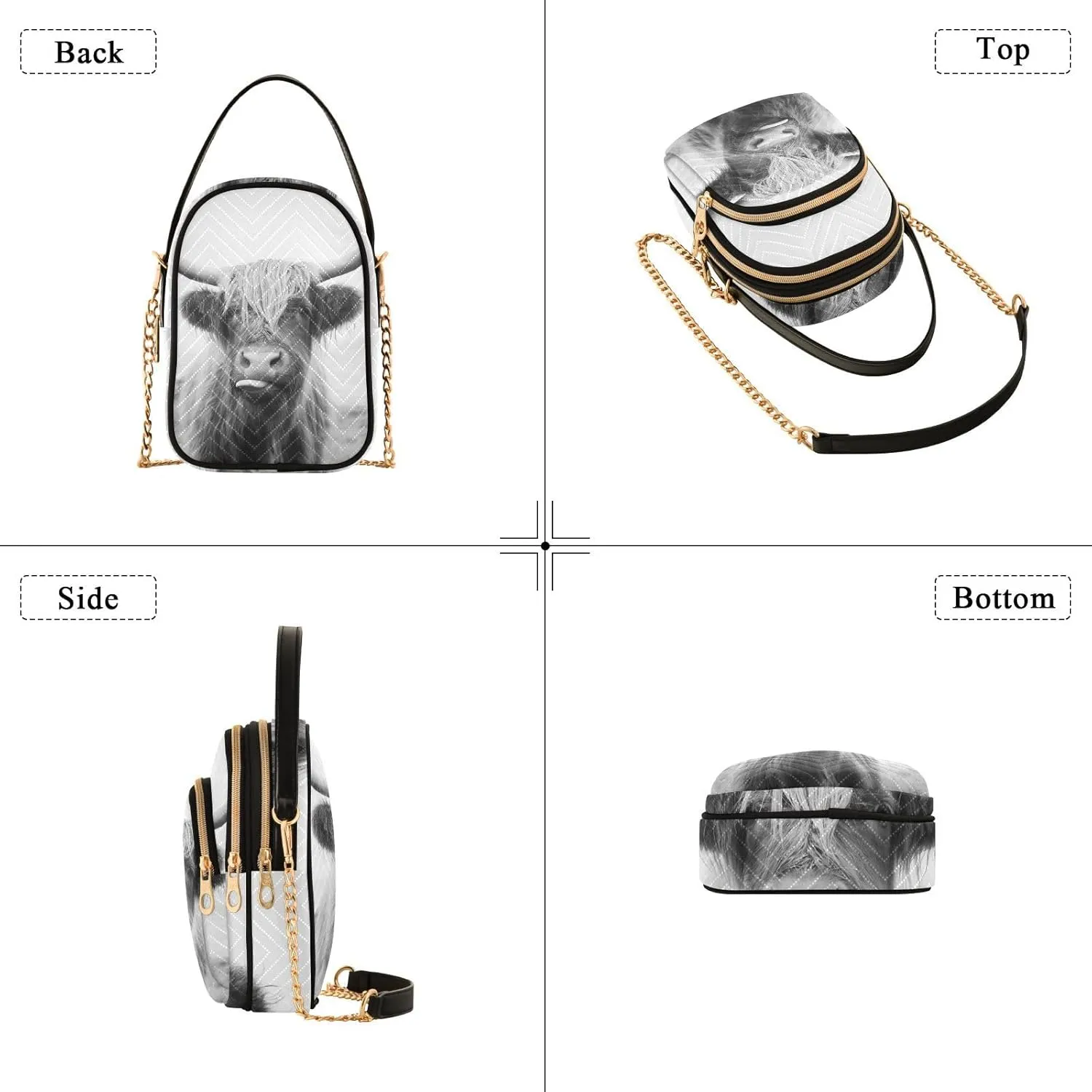 Women's Wave Cross Body Chest Bag, 52 inch Gold Chain Shoulder Handbag Purse
