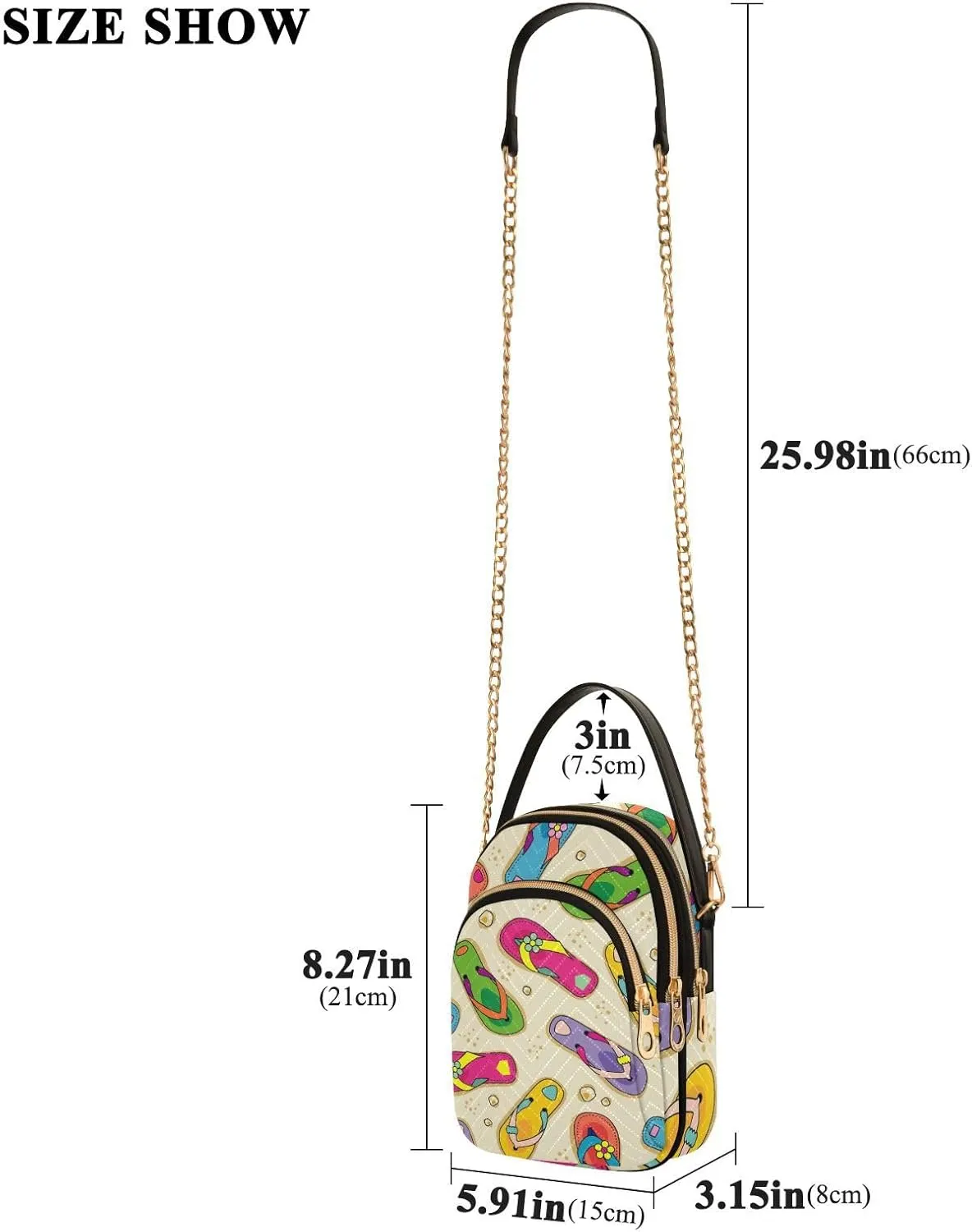 Women's Wave Cross Body Chest Bag, 52 inch Gold Chain Shoulder Handbag Purse