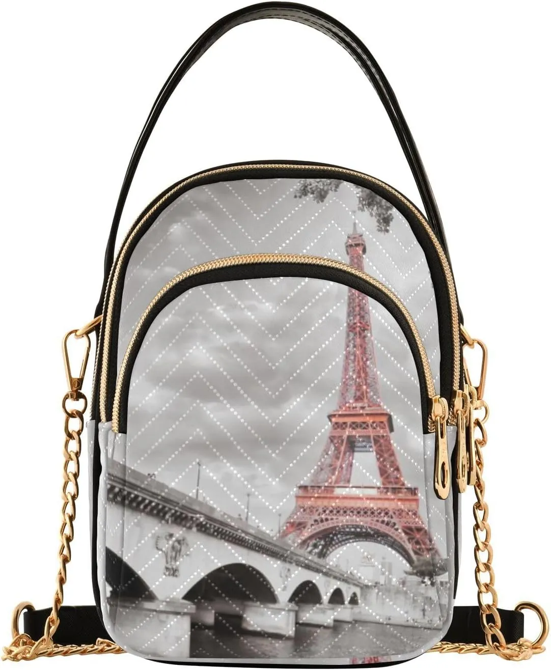Women's Wave Cross Body Chest Bag, 52 inch Gold Chain Shoulder Handbag Purse
