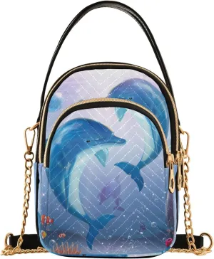 Women's Wave Cross Body Chest Bag, 52 inch Gold Chain Shoulder Handbag Purse