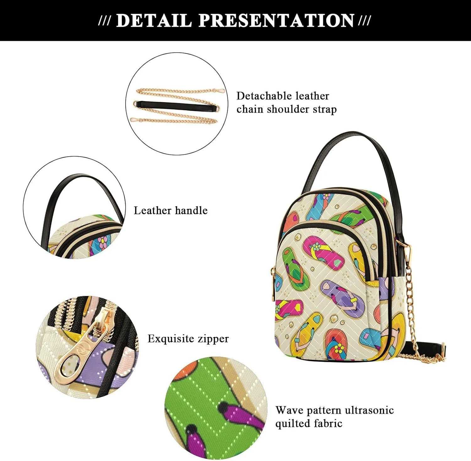 Women's Wave Cross Body Chest Bag, 52 inch Gold Chain Shoulder Handbag Purse