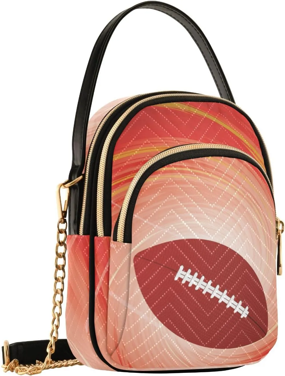 Women's Wave Cross Body Chest Bag, 52 inch Gold Chain Shoulder Handbag Purse