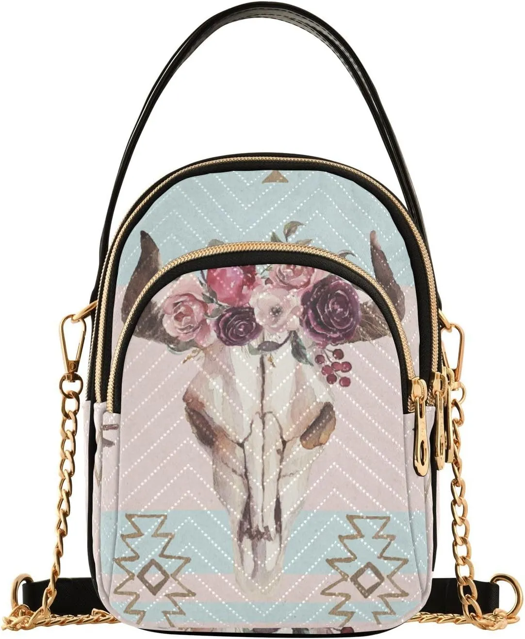 Women's Wave Cross Body Chest Bag, 52 inch Gold Chain Shoulder Handbag Purse