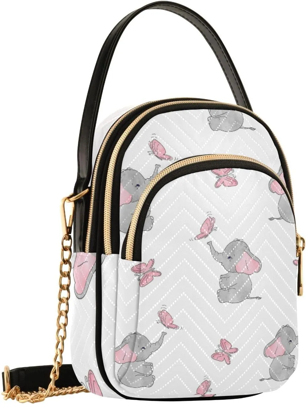 Women's Wave Cross Body Chest Bag, 52 inch Gold Chain Shoulder Handbag Purse