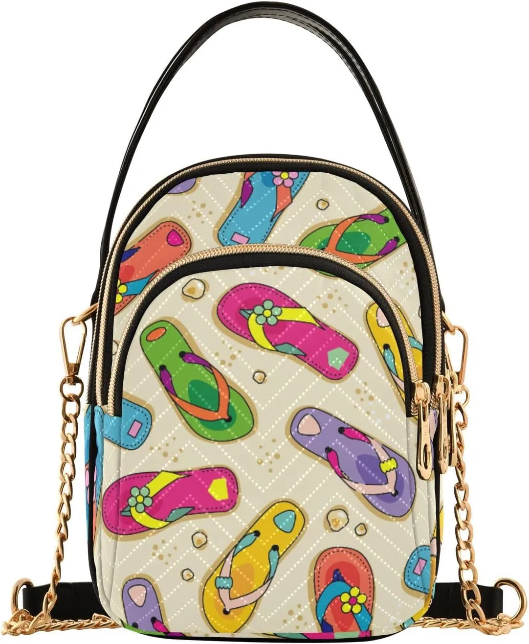 Women's Wave Cross Body Chest Bag, 52 inch Gold Chain Shoulder Handbag Purse