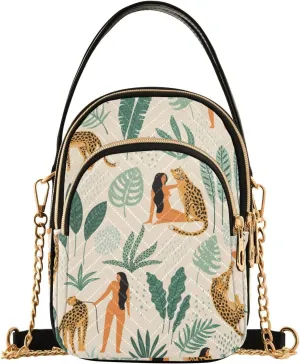 Women's Wave Cross Body Chest Bag, 52 inch Gold Chain Shoulder Handbag Purse