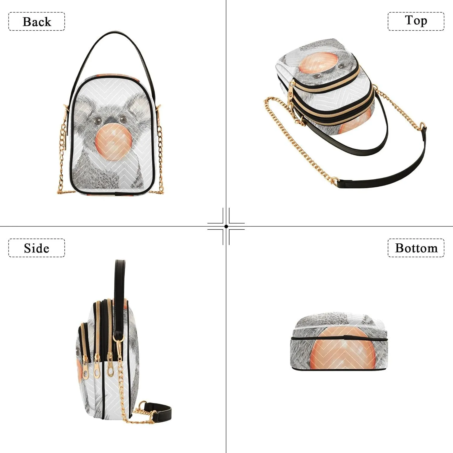 Women's Wave Cross Body Chest Bag, 52 inch Gold Chain Shoulder Handbag Purse
