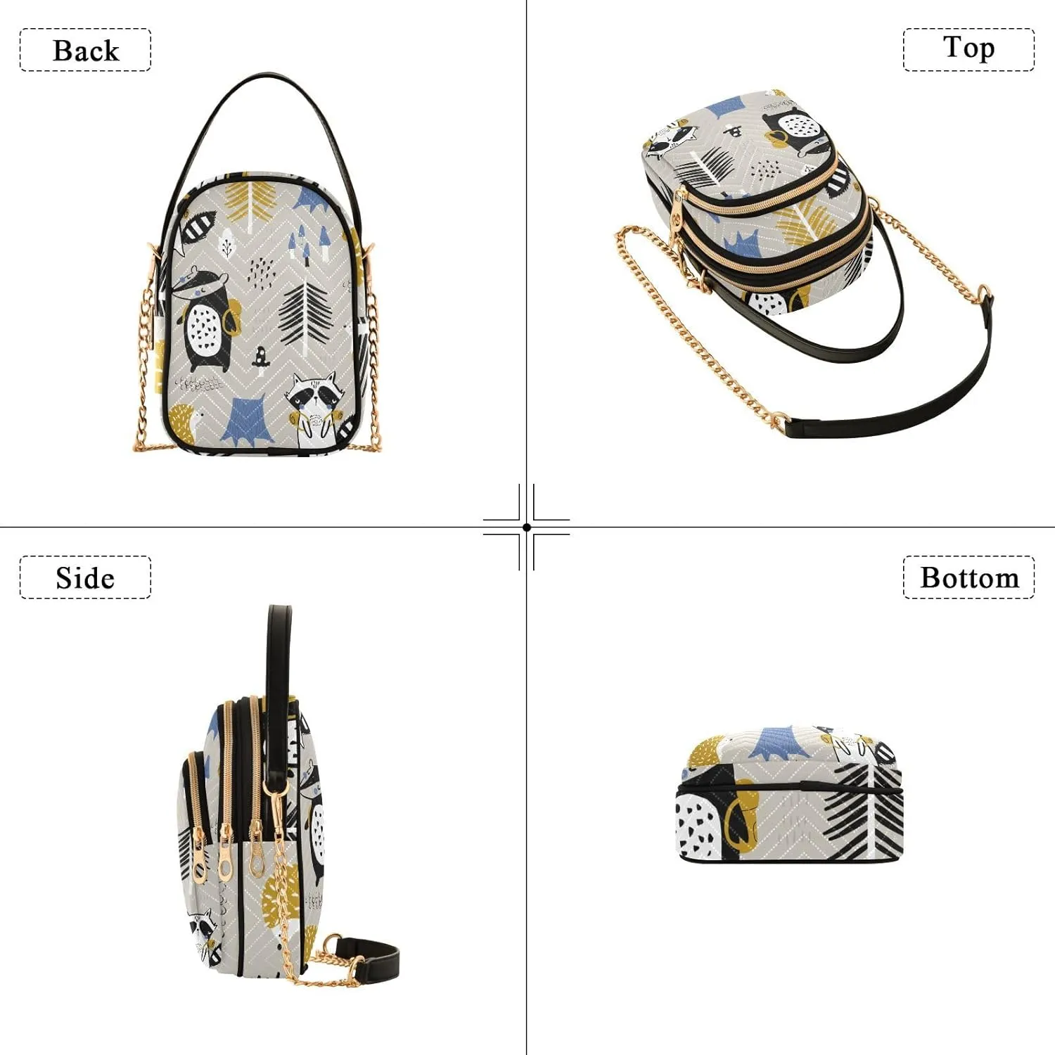 Women's Wave Cross Body Chest Bag, 52 inch Gold Chain Shoulder Handbag Purse