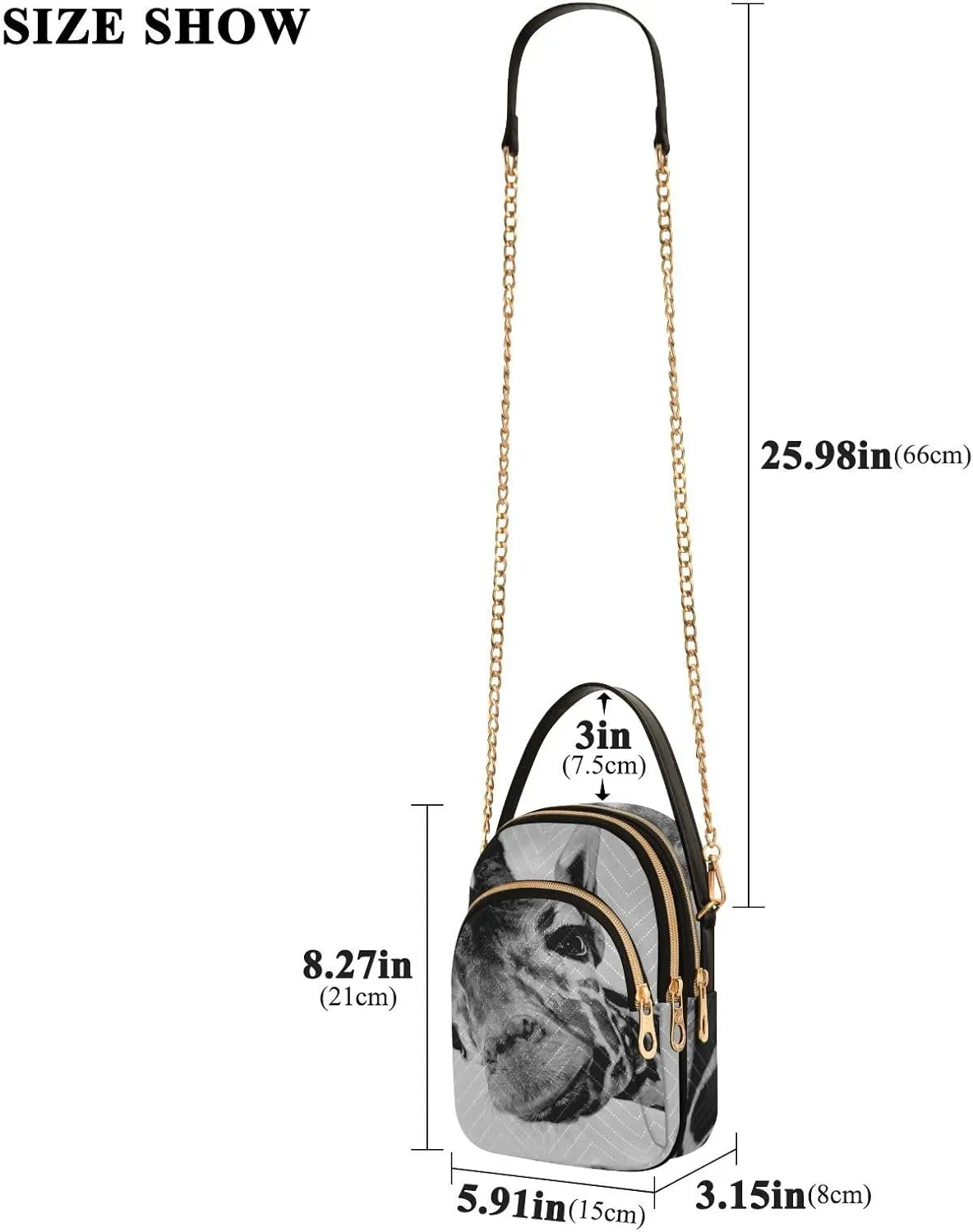 Women's Wave Cross Body Chest Bag, 52 inch Gold Chain Shoulder Handbag Purse