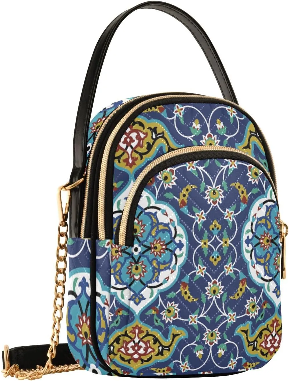 Women's Wave Cross Body Chest Bag, 52 inch Gold Chain Shoulder Handbag Purse