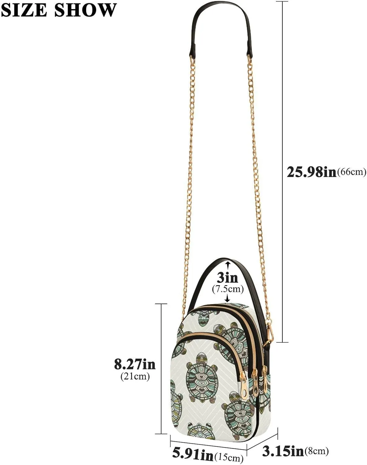 Women's Wave Cross Body Chest Bag, 52 inch Gold Chain Shoulder Handbag Purse