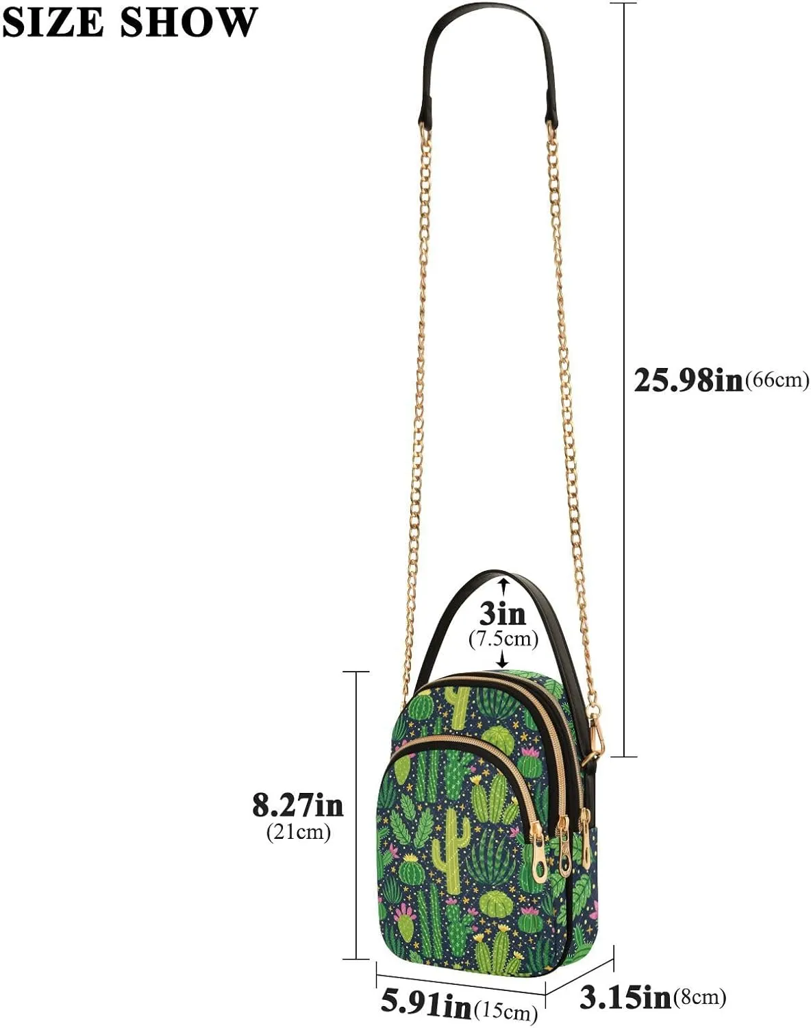 Women's Wave Cross Body Chest Bag, 52 inch Gold Chain Shoulder Handbag Purse