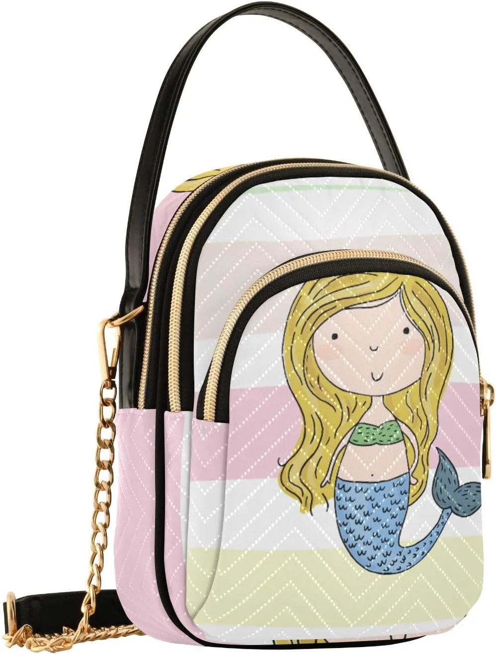 Women's Wave Cross Body Chest Bag, 52 inch Gold Chain Shoulder Handbag Purse