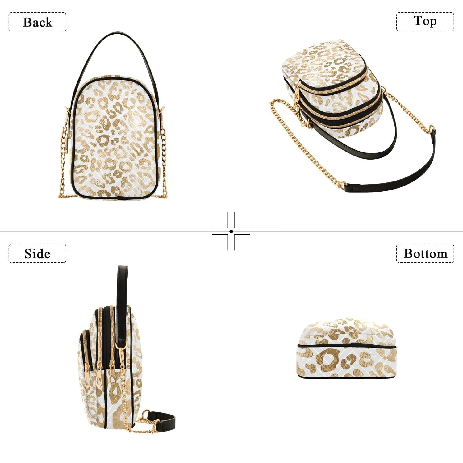 Women's Wave Cross Body Chest Bag, 52 inch Gold Chain Shoulder Handbag Purse
