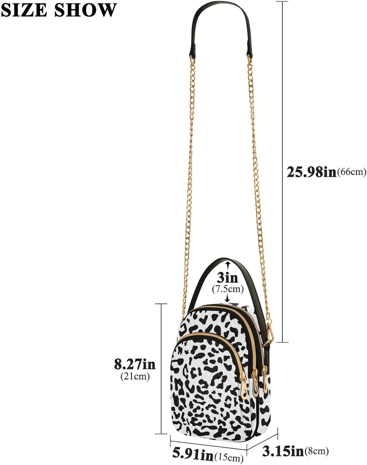 Women's Wave Cross Body Chest Bag, 52 inch Gold Chain Shoulder Handbag Purse