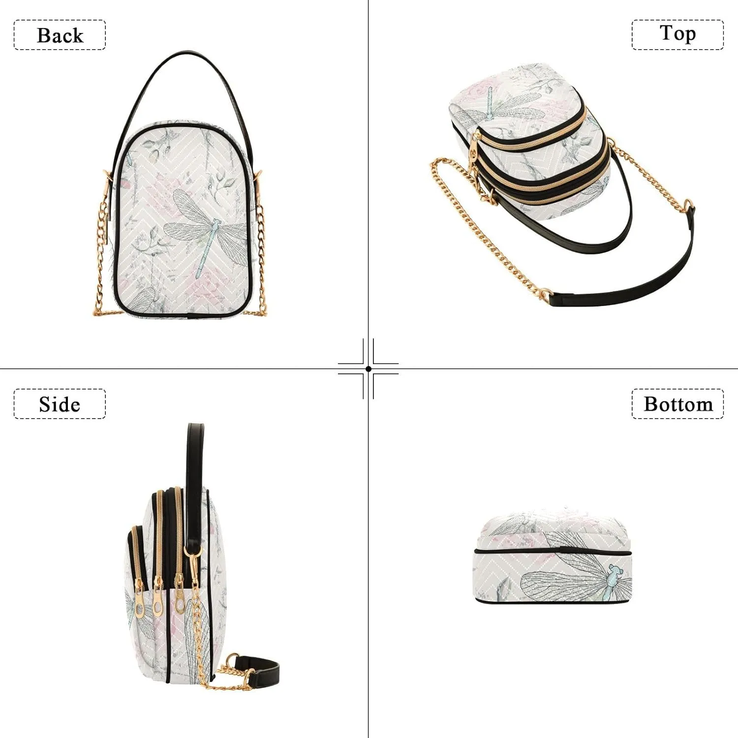 Women's Wave Cross Body Chest Bag, 52 inch Gold Chain Shoulder Handbag Purse
