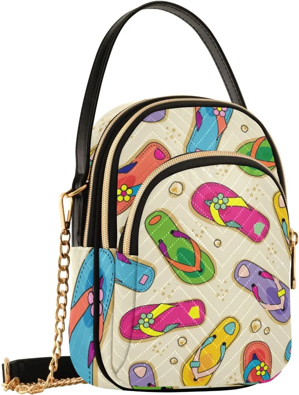 Women's Wave Cross Body Chest Bag, 52 inch Gold Chain Shoulder Handbag Purse