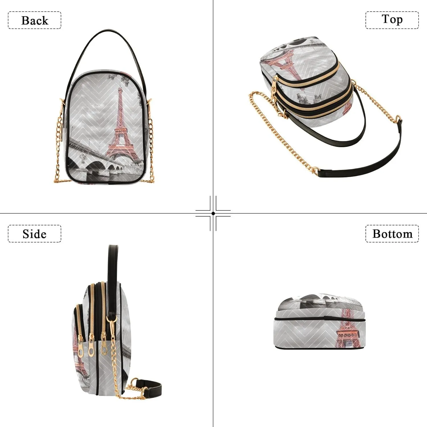 Women's Wave Cross Body Chest Bag, 52 inch Gold Chain Shoulder Handbag Purse