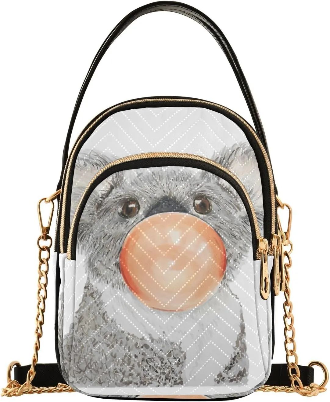 Women's Wave Cross Body Chest Bag, 52 inch Gold Chain Shoulder Handbag Purse