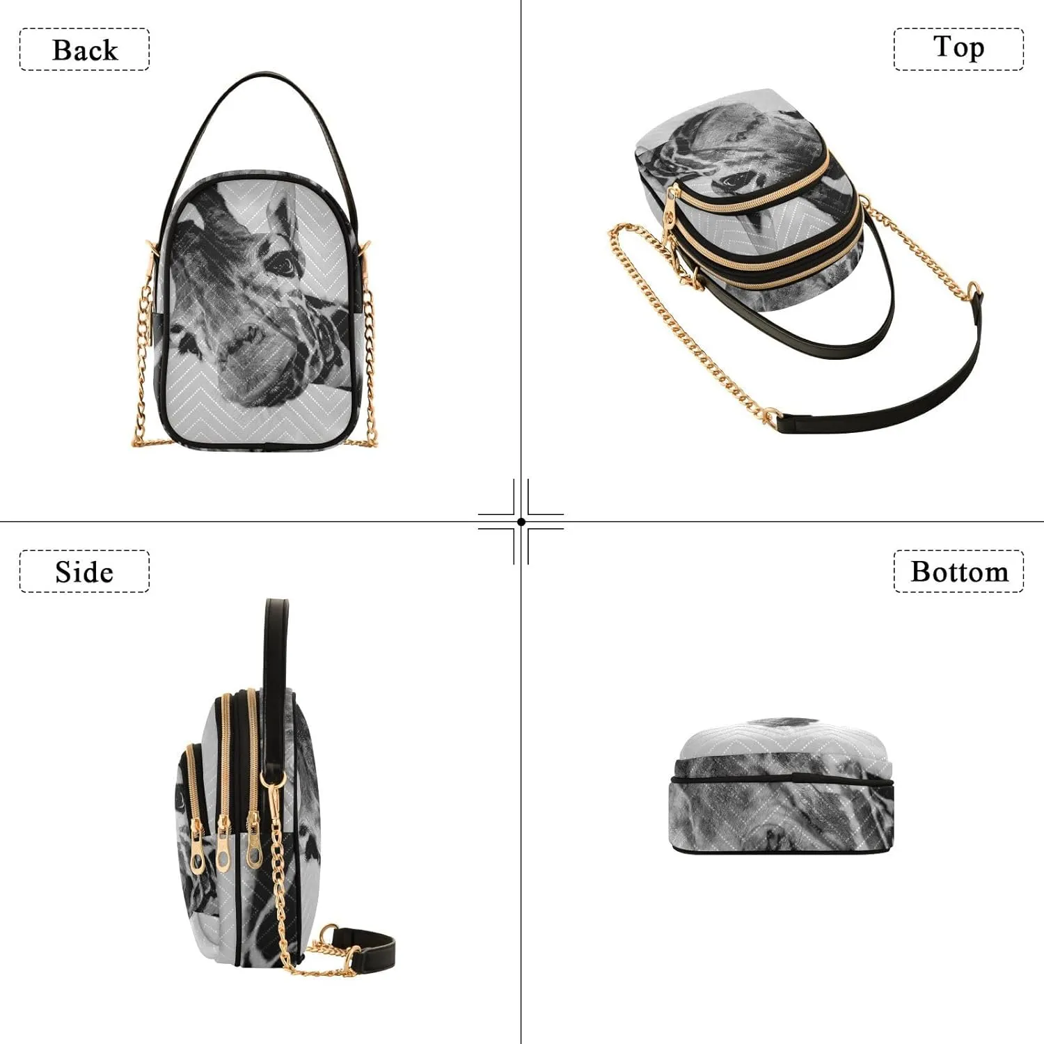 Women's Wave Cross Body Chest Bag, 52 inch Gold Chain Shoulder Handbag Purse
