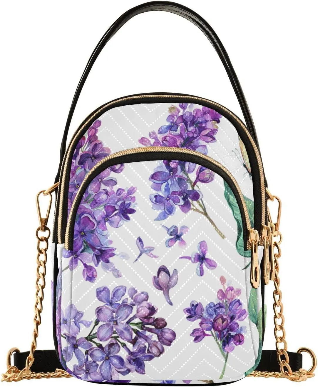 Women's Wave Cross Body Chest Bag, 52 inch Gold Chain Shoulder Handbag Purse