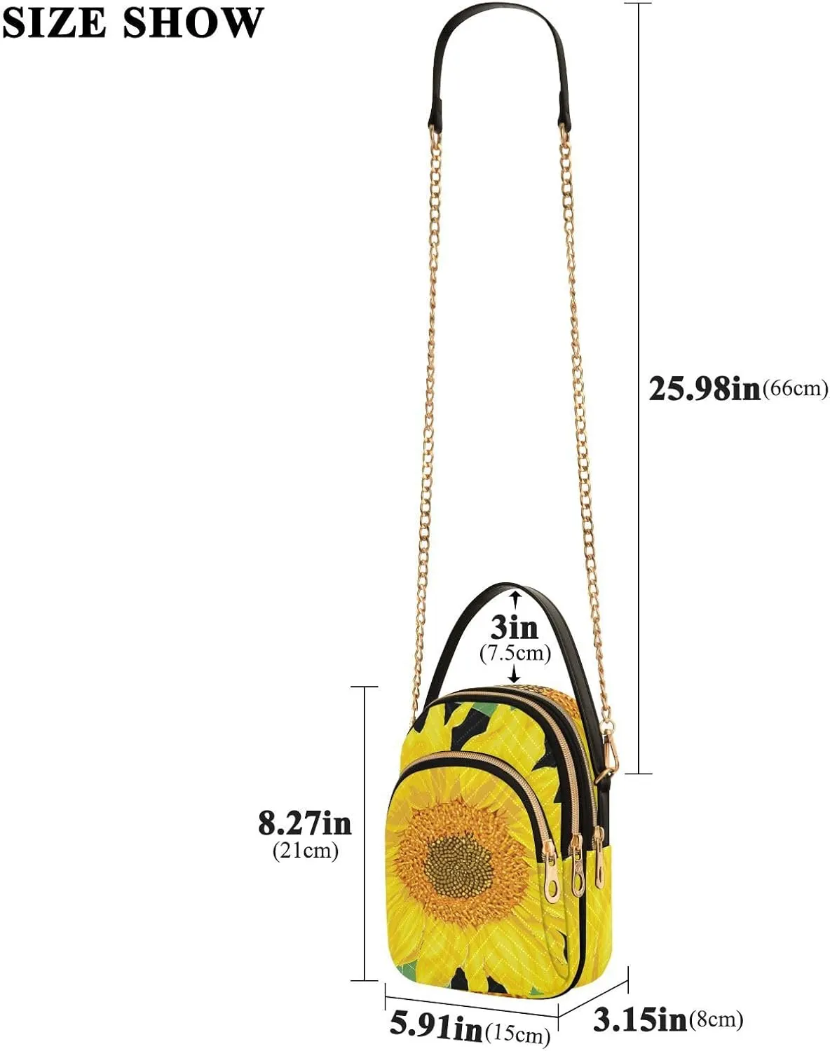 Women's Wave Cross Body Chest Bag, 52 inch Gold Chain Shoulder Handbag Purse