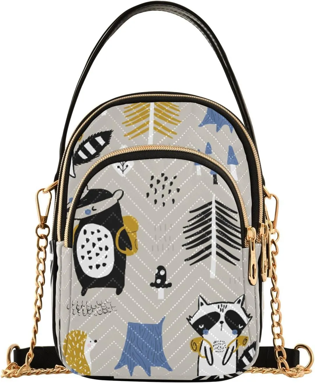 Women's Wave Cross Body Chest Bag, 52 inch Gold Chain Shoulder Handbag Purse