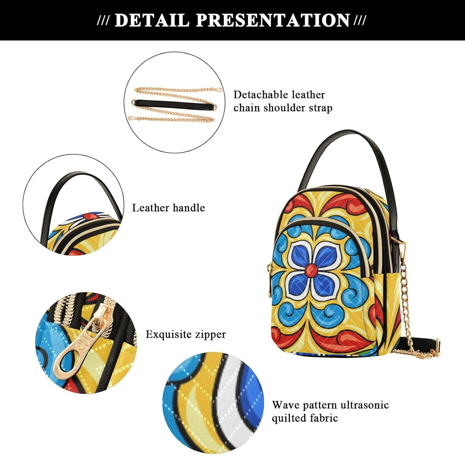 Women's Wave Cross Body Chest Bag, 52 inch Gold Chain Shoulder Handbag Purse