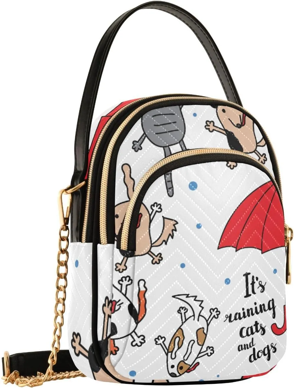 Women's Wave Cross Body Chest Bag, 52 inch Gold Chain Shoulder Handbag Purse