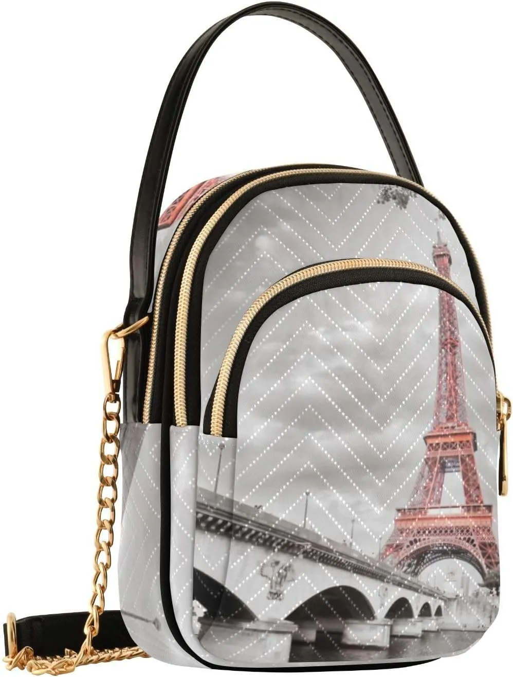 Women's Wave Cross Body Chest Bag, 52 inch Gold Chain Shoulder Handbag Purse