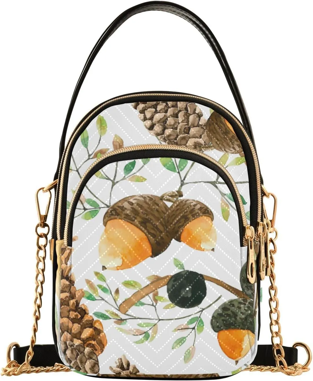 Women's Wave Cross Body Chest Bag, 52 inch Gold Chain Shoulder Handbag Purse
