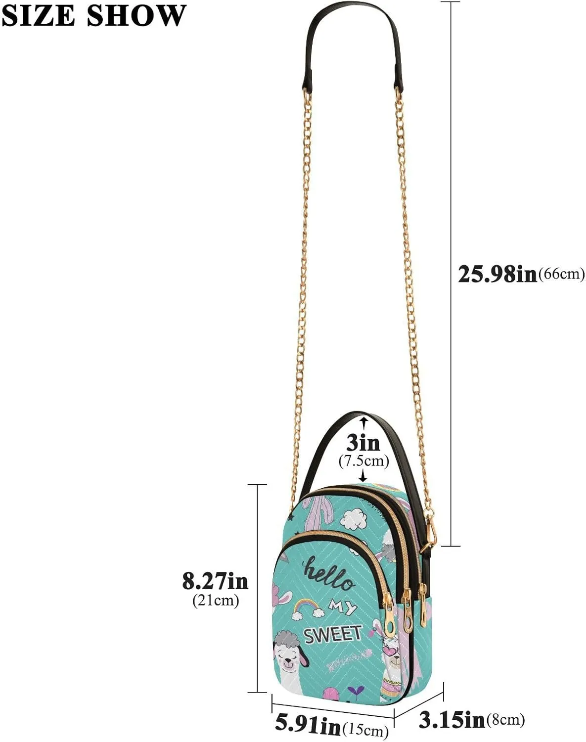 Women's Wave Cross Body Chest Bag, 52 inch Gold Chain Shoulder Handbag Purse