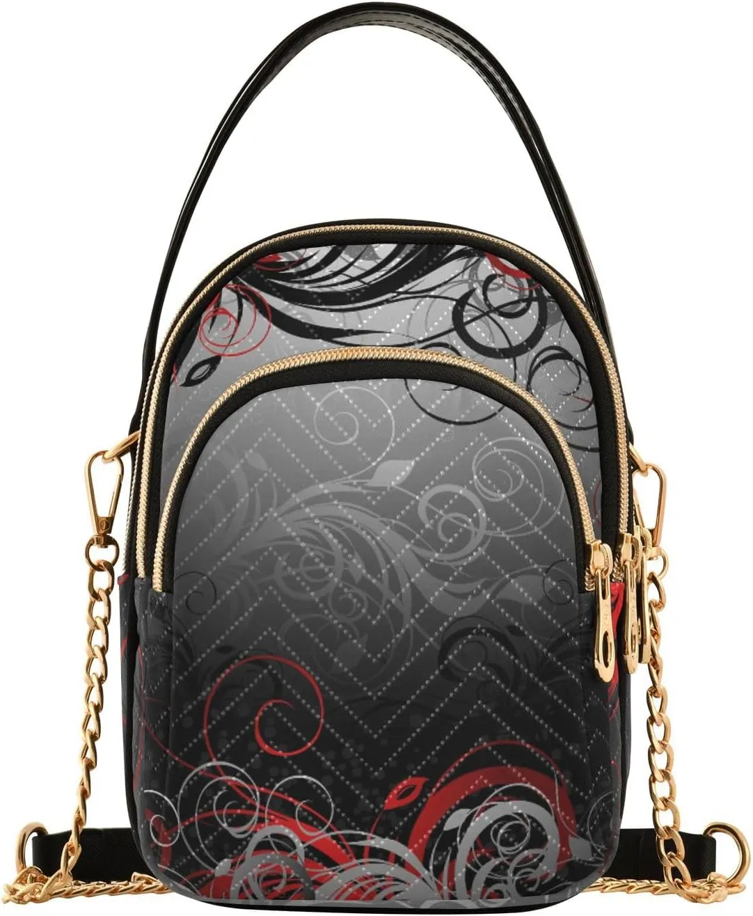 Women's Wave Cross Body Chest Bag, 52 inch Gold Chain Shoulder Handbag Purse