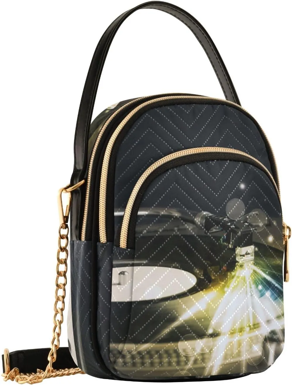 Women's Wave Cross Body Chest Bag, 52 inch Gold Chain Shoulder Handbag Purse