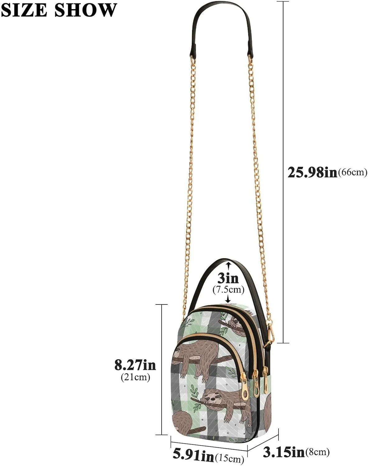 Women's Wave Cross Body Chest Bag, 52 inch Gold Chain Shoulder Handbag Purse