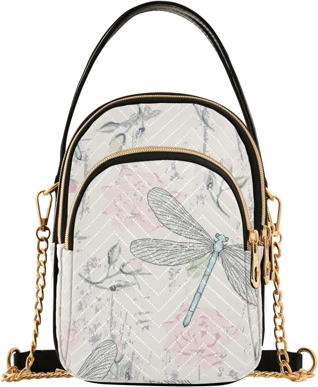 Women's Wave Cross Body Chest Bag, 52 inch Gold Chain Shoulder Handbag Purse