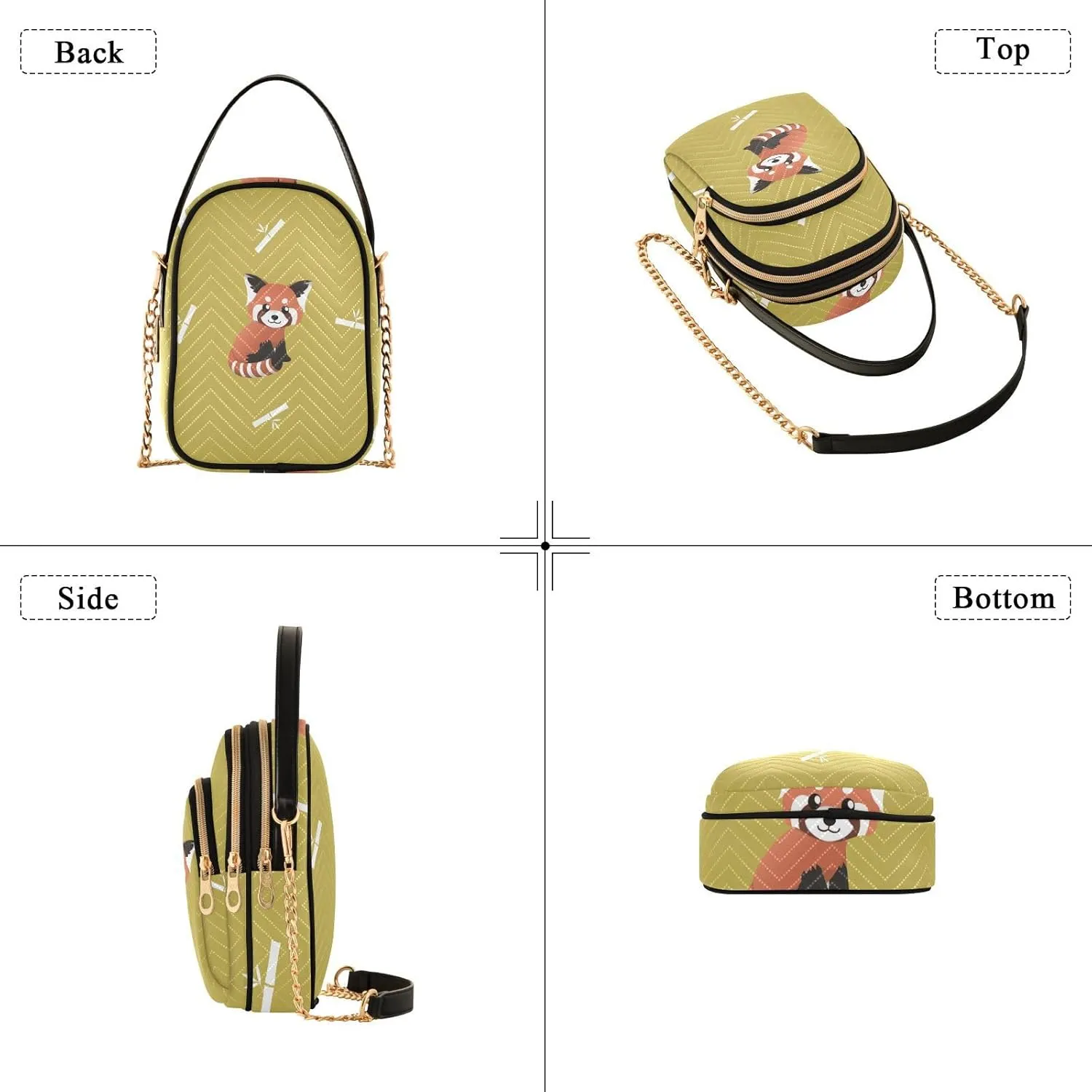 Women's Wave Cross Body Chest Bag, 52 inch Gold Chain Shoulder Handbag Purse