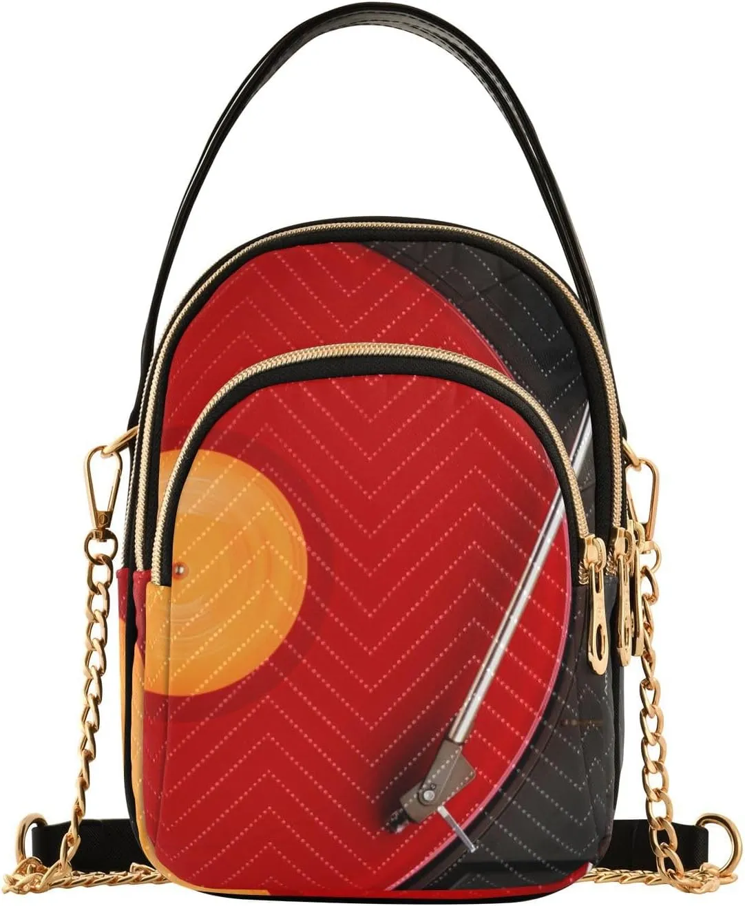 Women's Wave Cross Body Chest Bag, 52 inch Gold Chain Shoulder Handbag Purse