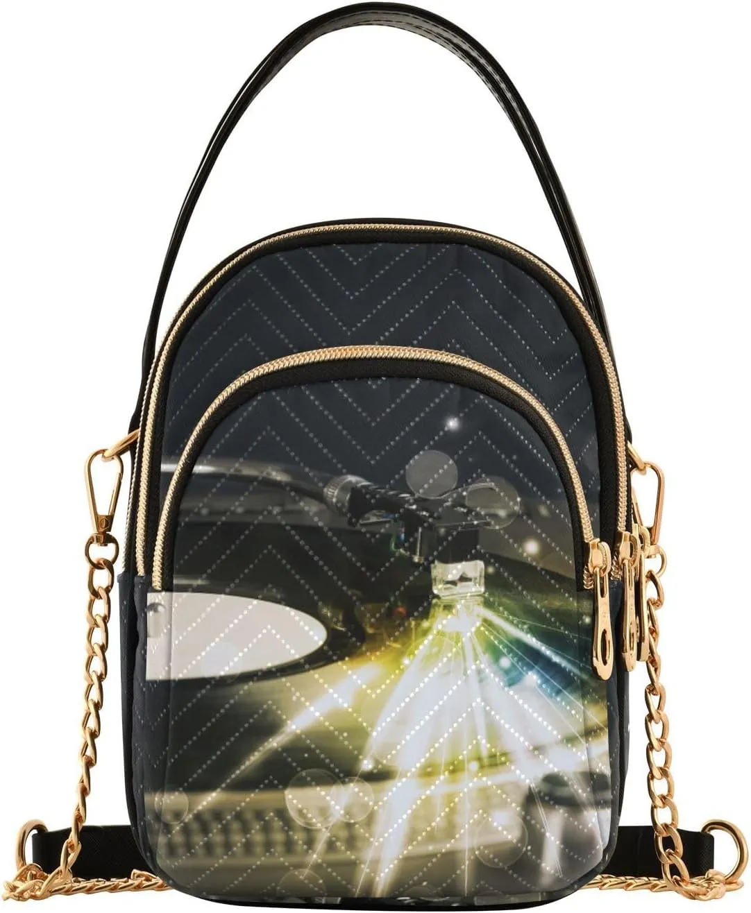 Women's Wave Cross Body Chest Bag, 52 inch Gold Chain Shoulder Handbag Purse