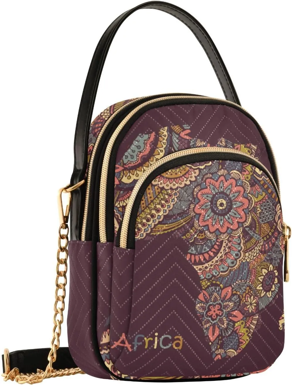 Women's Wave Cross Body Chest Bag, 52 inch Gold Chain Shoulder Handbag Purse