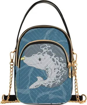 Women's Wave Cross Body Chest Bag, 52 inch Gold Chain Shoulder Handbag Purse