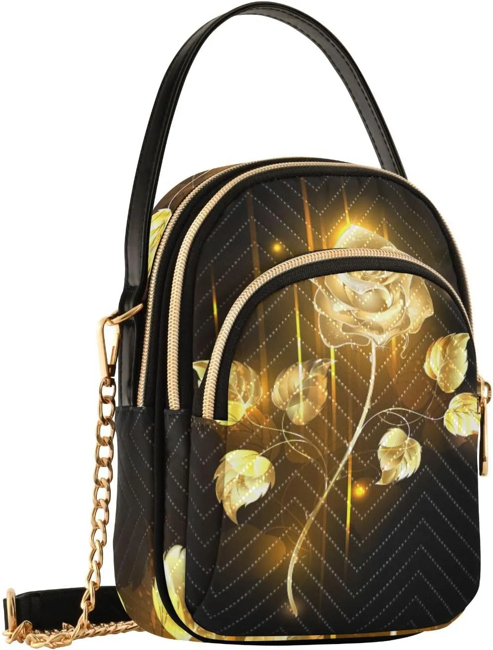 Women's Wave Cross Body Chest Bag, 52 inch Gold Chain Shoulder Handbag Purse