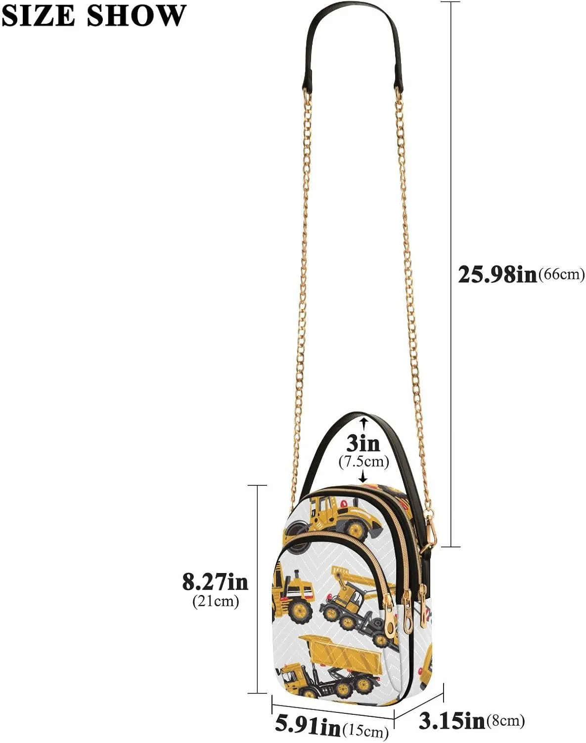 Women's Wave Cross Body Chest Bag, 52 inch Gold Chain Shoulder Handbag Purse