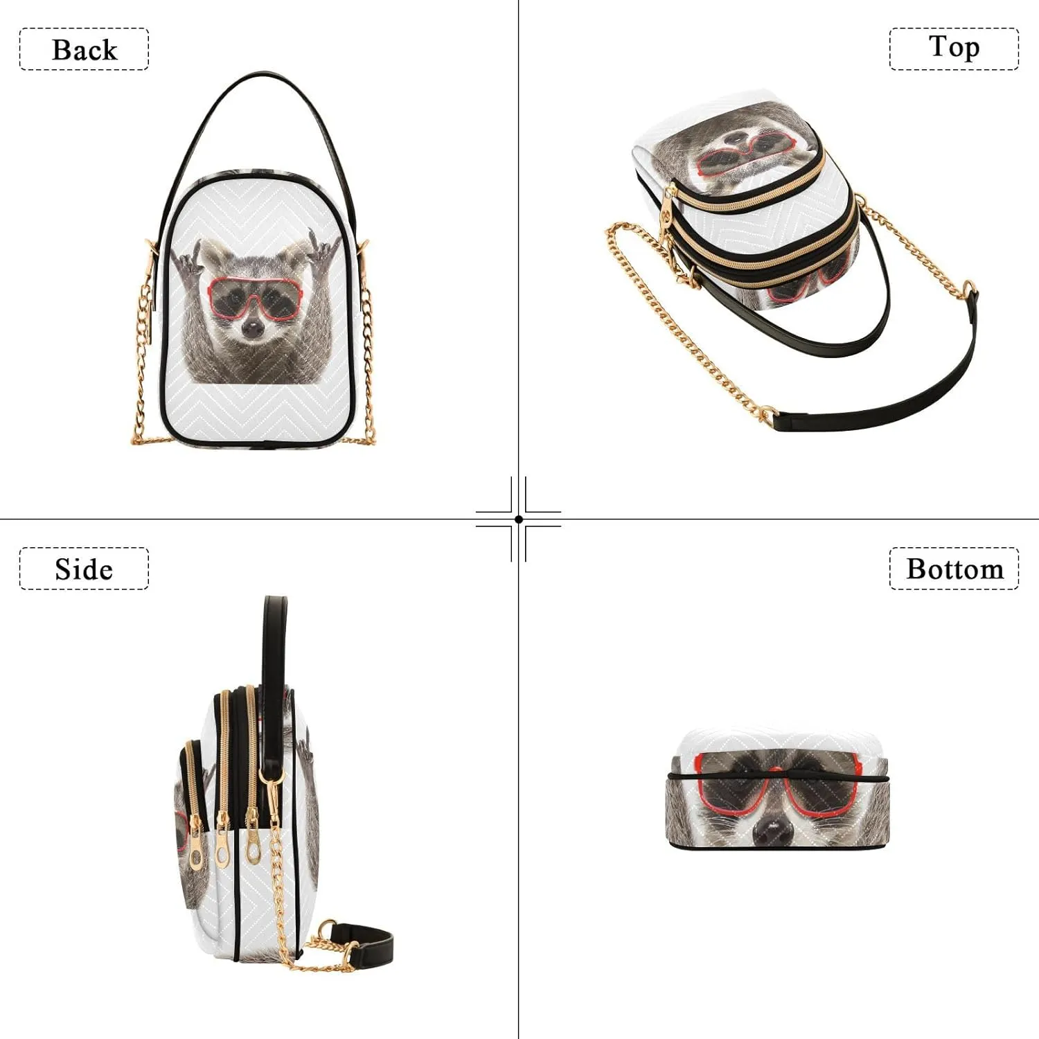 Women's Wave Cross Body Chest Bag, 52 inch Gold Chain Shoulder Handbag Purse