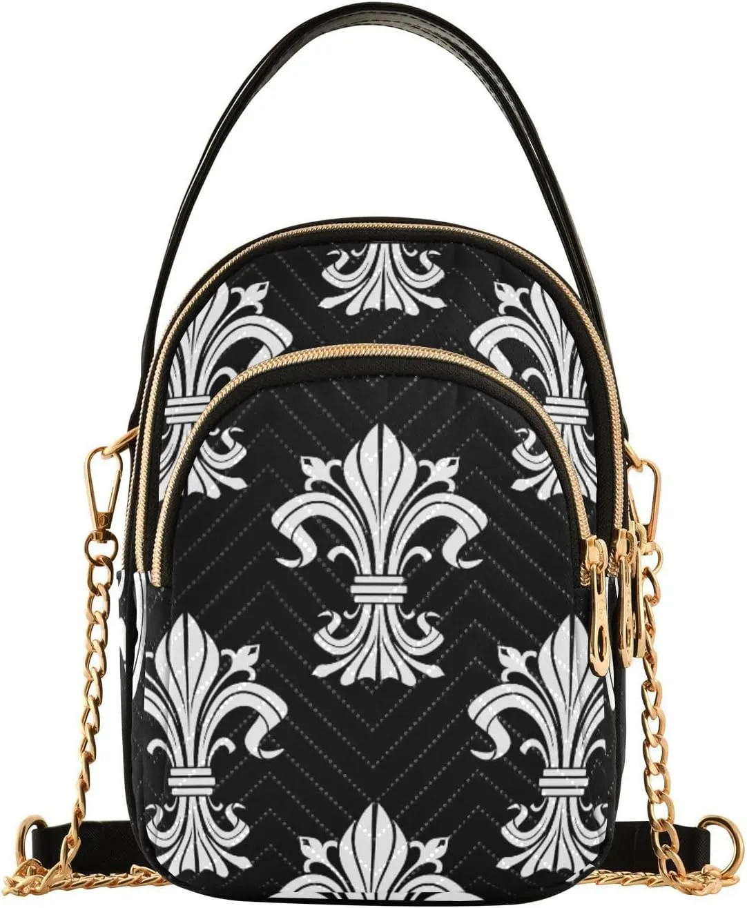 Women's Wave Cross Body Chest Bag, 52 inch Gold Chain Shoulder Handbag Purse