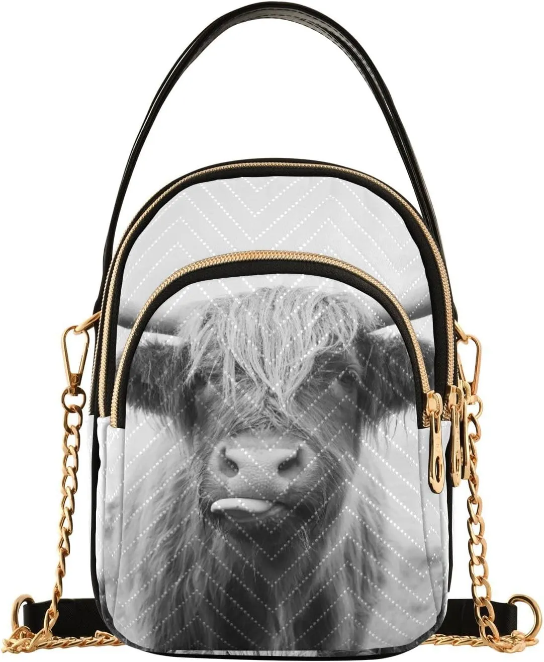 Women's Wave Cross Body Chest Bag, 52 inch Gold Chain Shoulder Handbag Purse