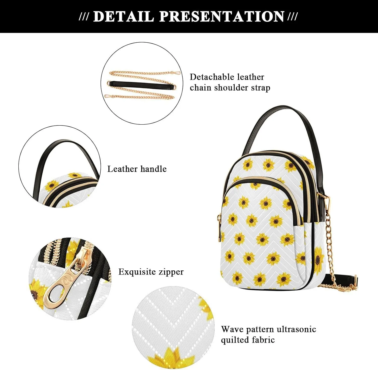 Women's Wave Cross Body Chest Bag, 52 inch Gold Chain Shoulder Handbag Purse