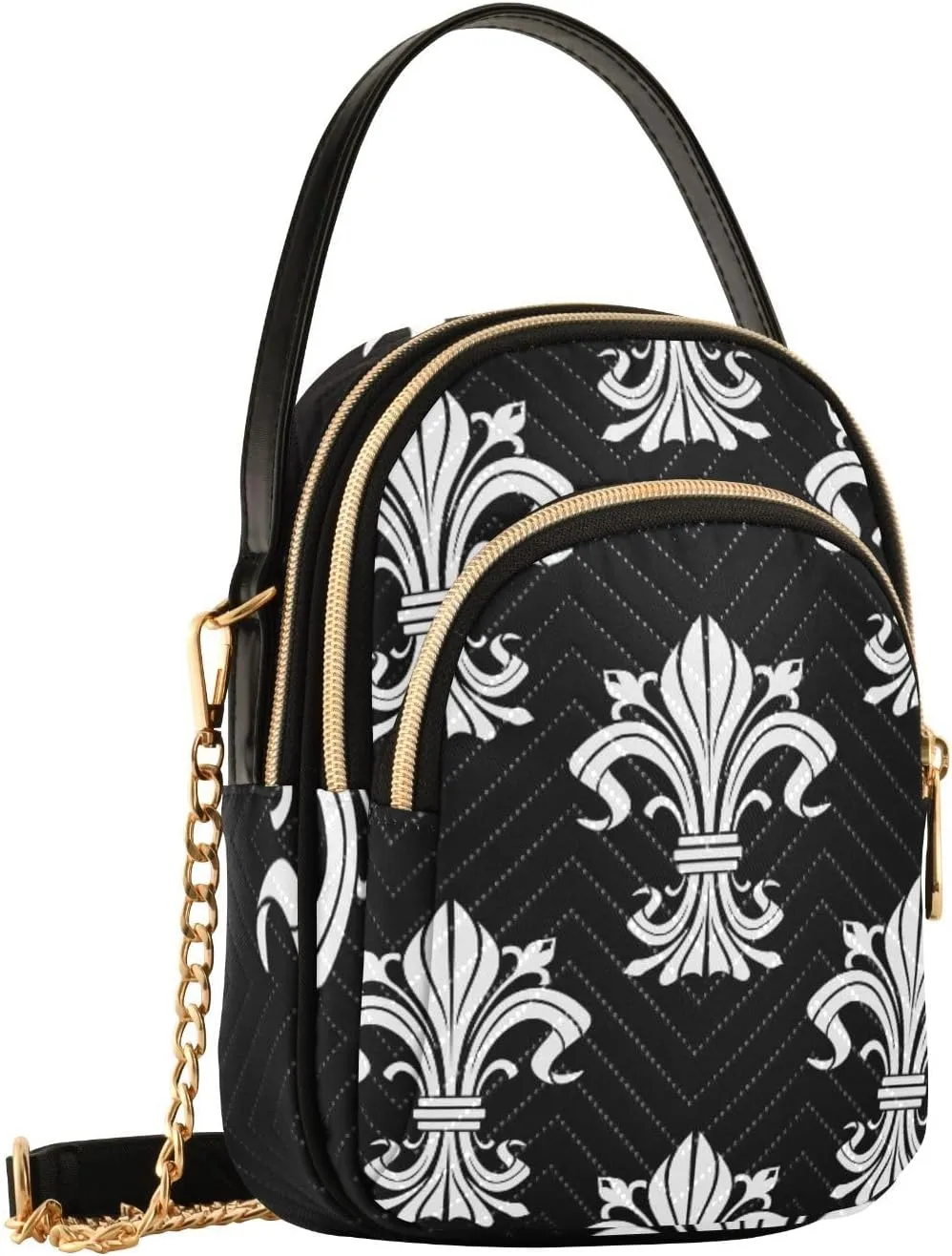 Women's Wave Cross Body Chest Bag, 52 inch Gold Chain Shoulder Handbag Purse