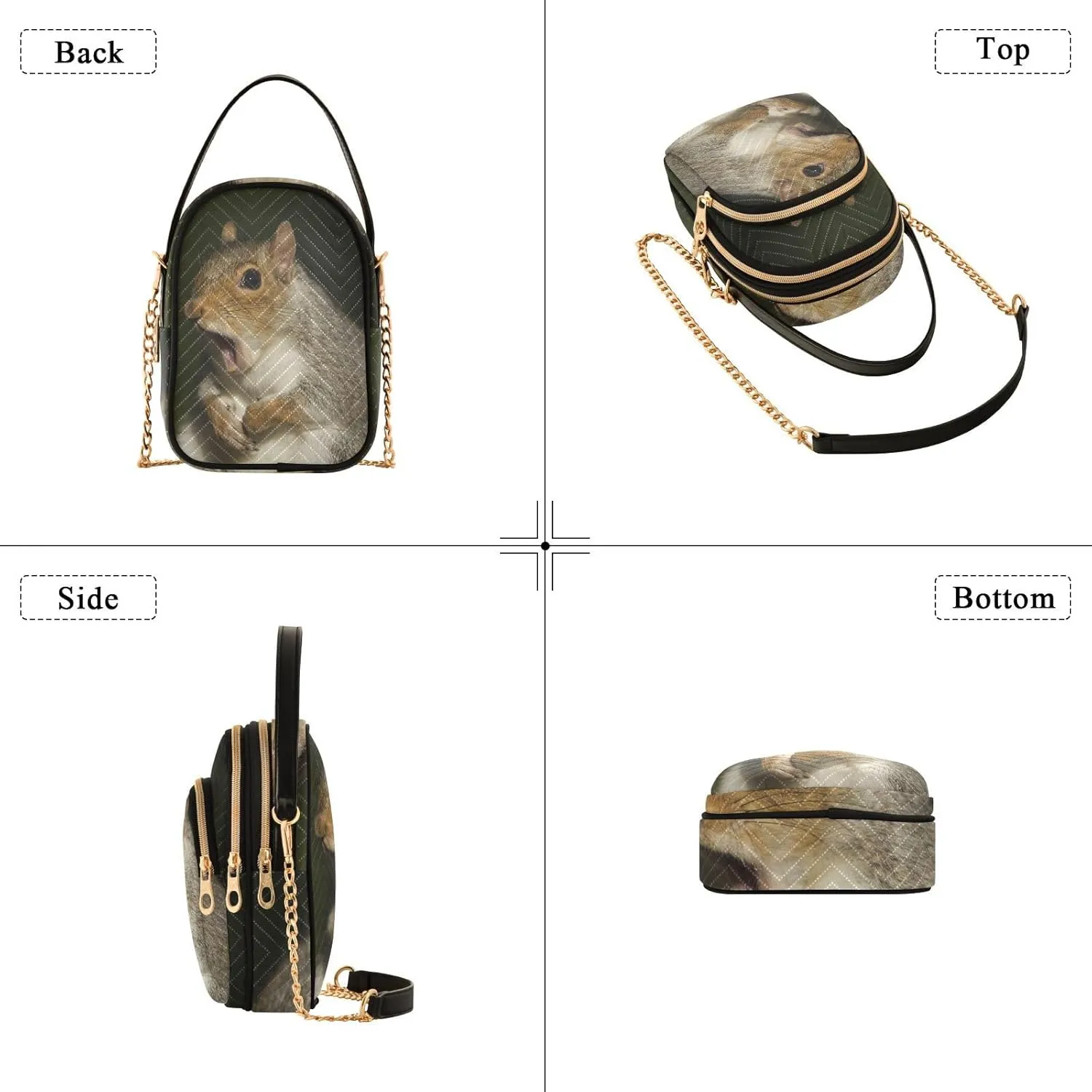 Women's Wave Cross Body Chest Bag, 52 inch Gold Chain Shoulder Handbag Purse